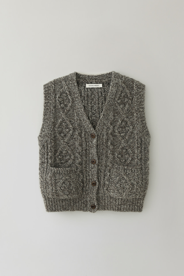 5TH / Country cable knit vest (Old brown) - Nothing written